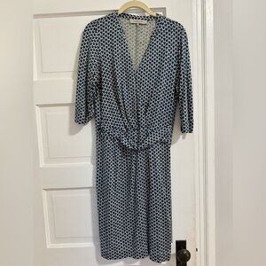 Gerard Darel navy and cream wrap dress - French size 40 (US 8-10)